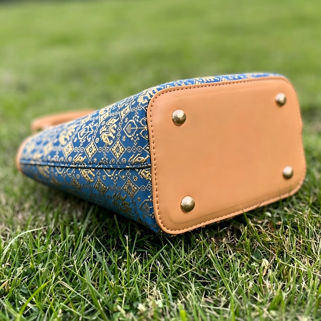 Artisanal Zhuang Brocade Basket Bag - Image 3