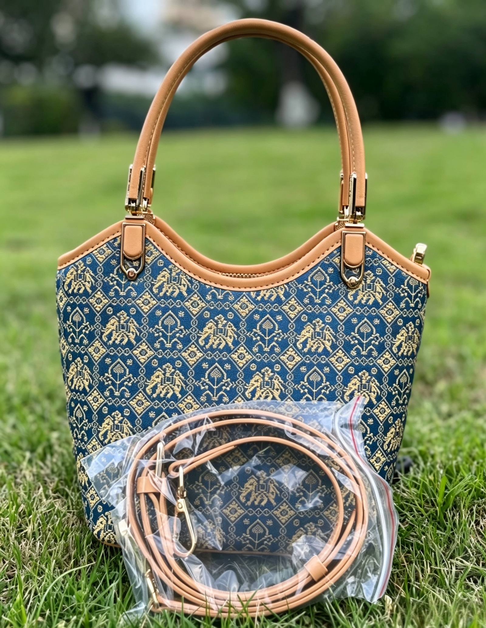Artisanal Zhuang Brocade Basket Bag - Image 6