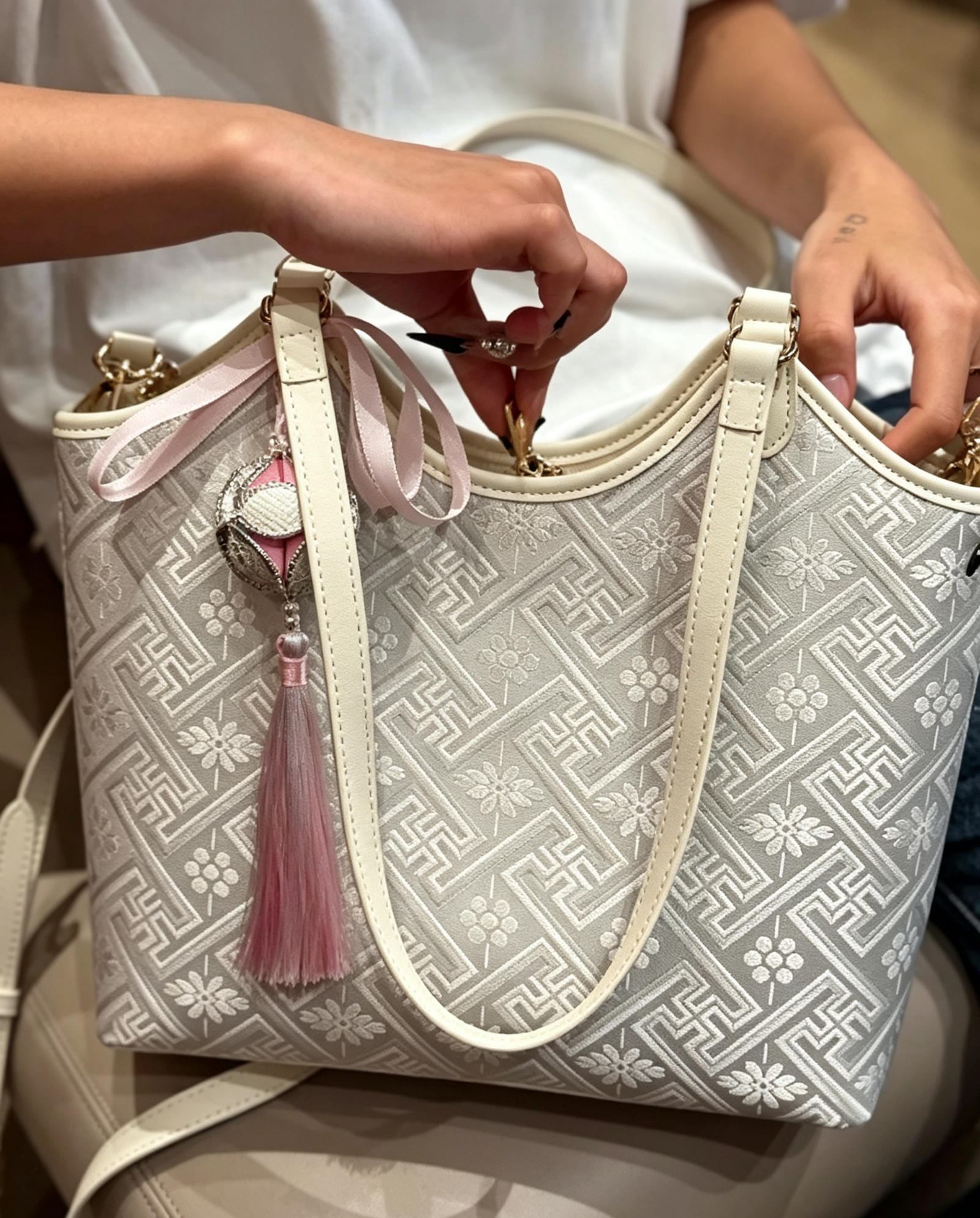 Scalloped Medium Tote Bag - Image 5