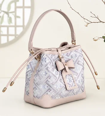 Zhuang Brocade Drawstring Bucket Bag wholesale product image