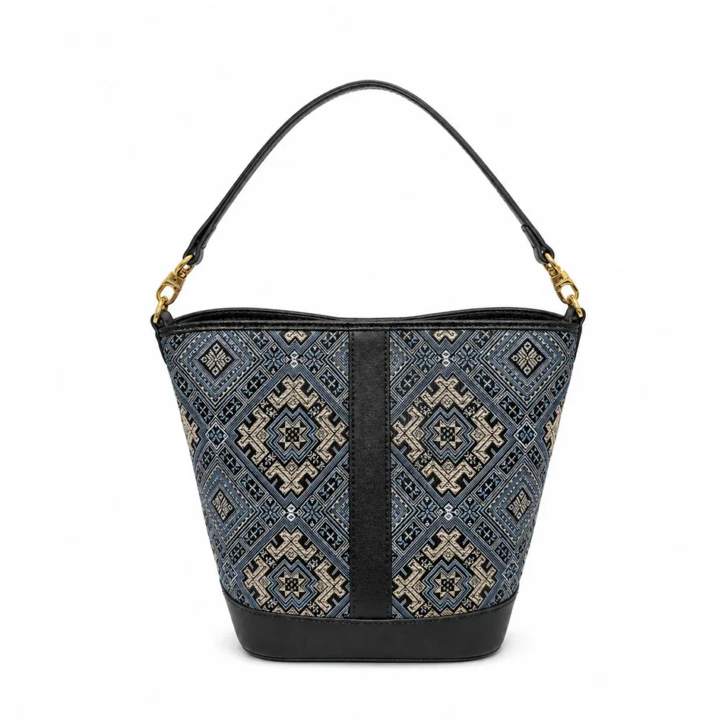 Blue Zhuang Brocade Bucket Bag wholesale handcrafted bag