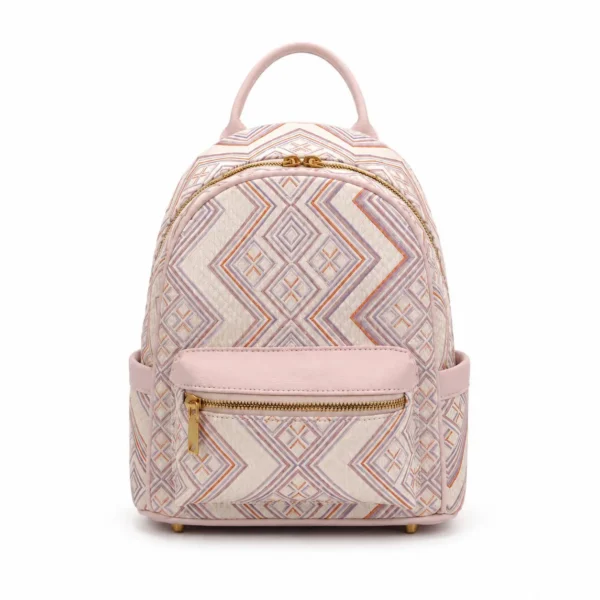 Zhuang Brocade Leather Backpack - Pink wholesale bag
