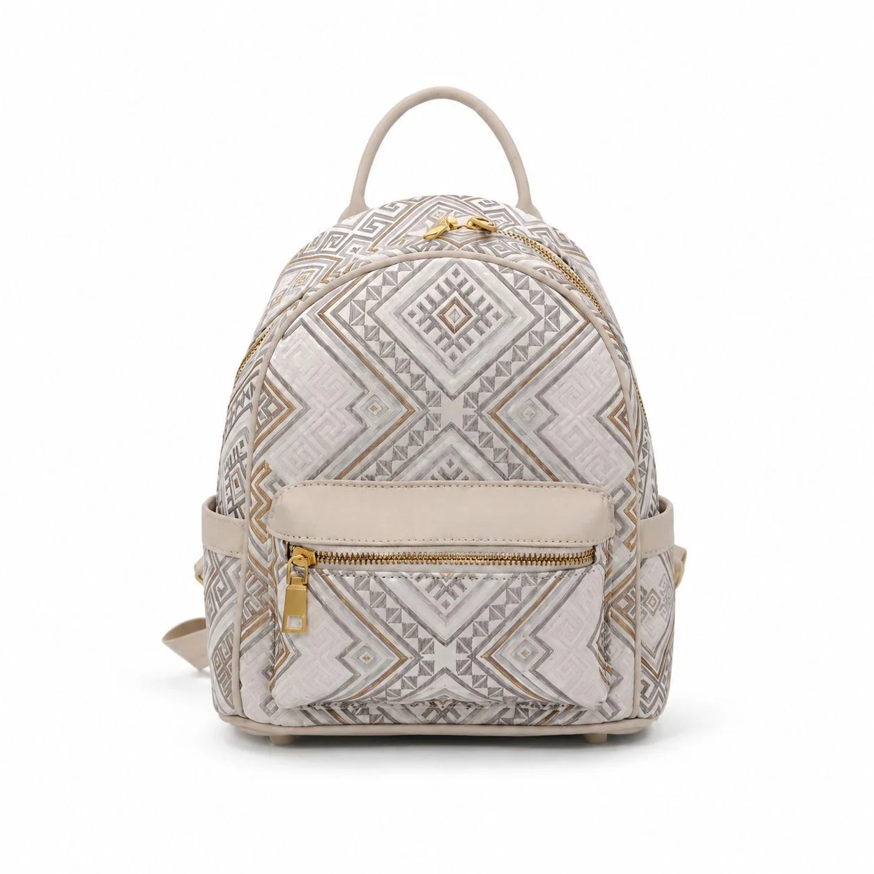 Zhuang Brocade Leather Backpack - White wholesale bag