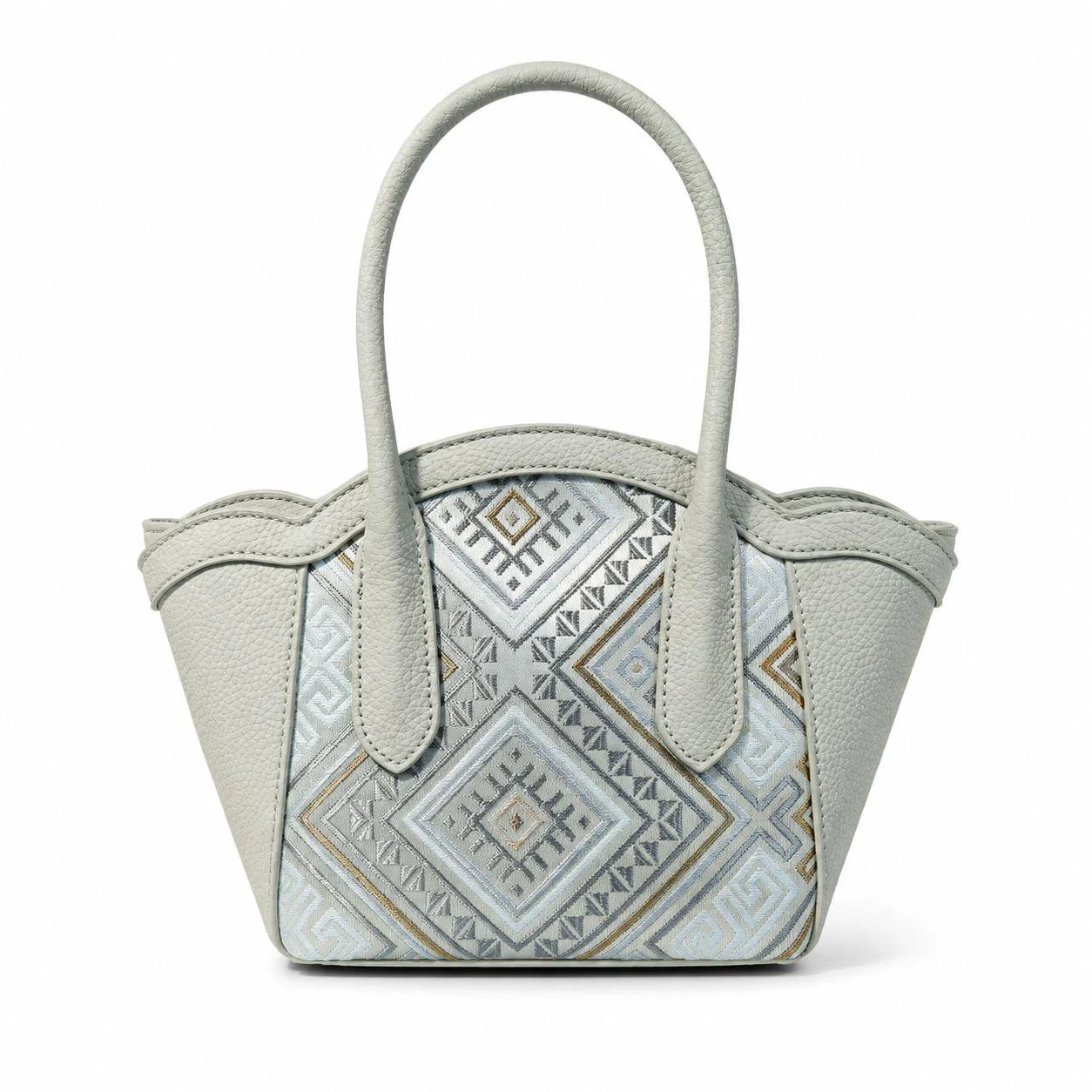 Zhuang Brocade Leather Wing Tote Bag - White wholesale bag