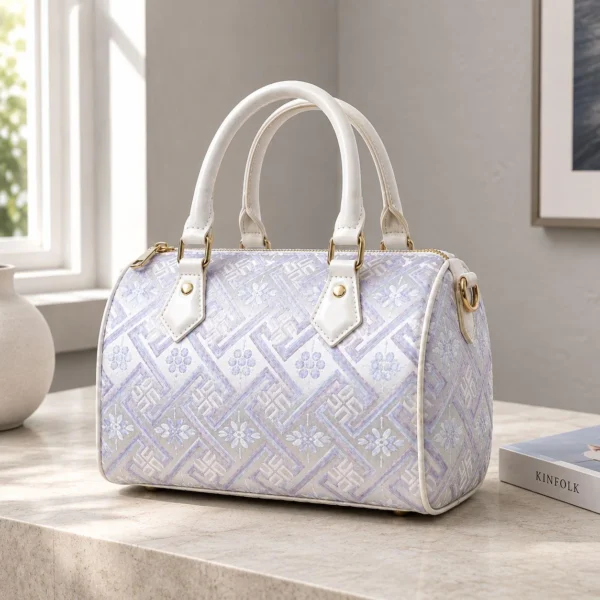 Zhuang Brocade Barrel Bag - Purple