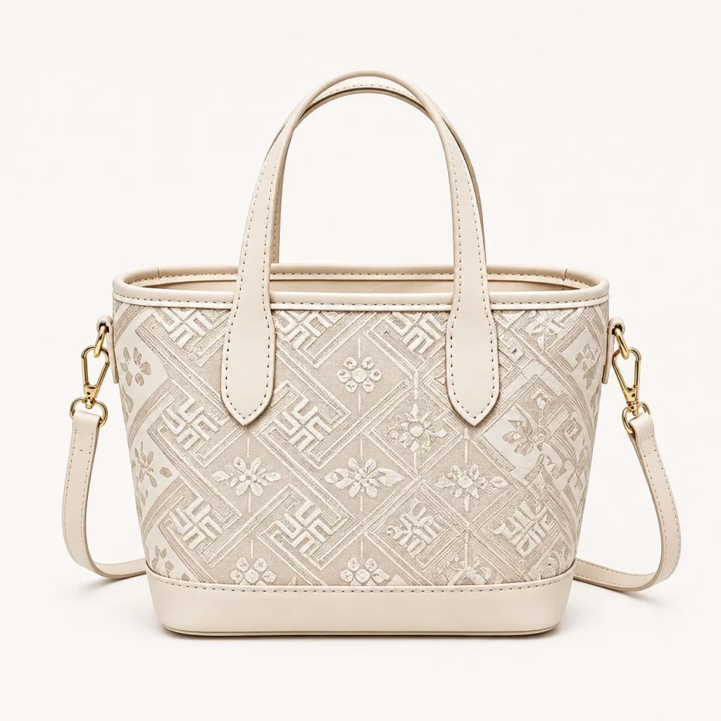 Mini Zhuang Brocade Tote Bag - Off White