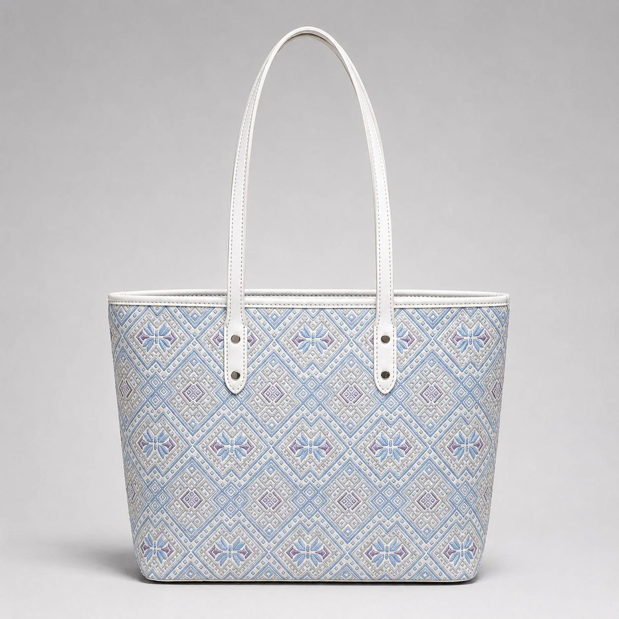 Large Zhuang Brocade Tote Bag - Blue