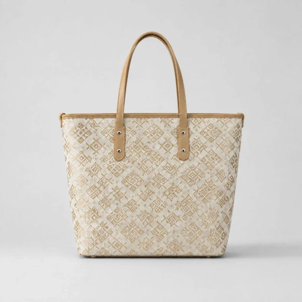 Brown Woven Grid Tote Bag wholesale product image