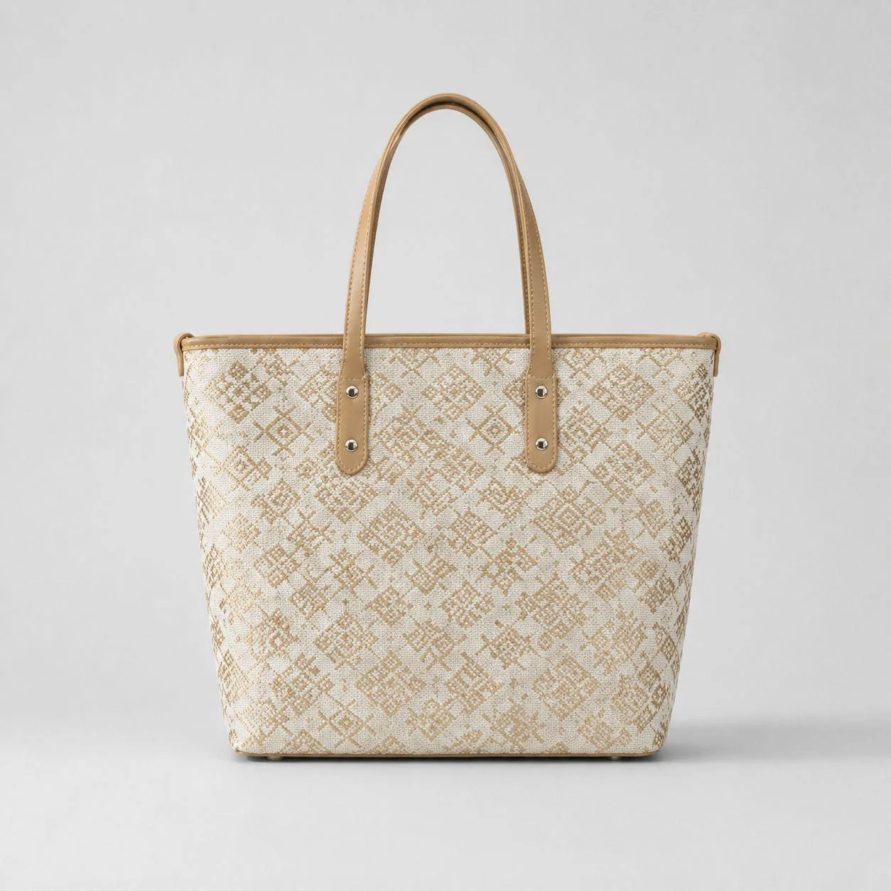 Brown Woven Grid Tote Bag wholesale product image