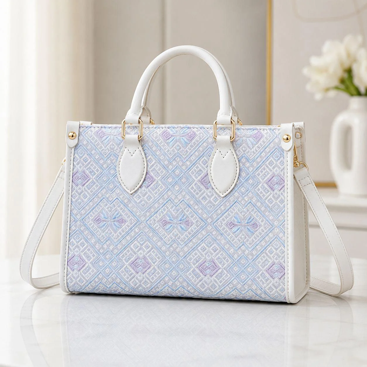 Blue Zhuang Brocade Briefcase Bag wholesale product image