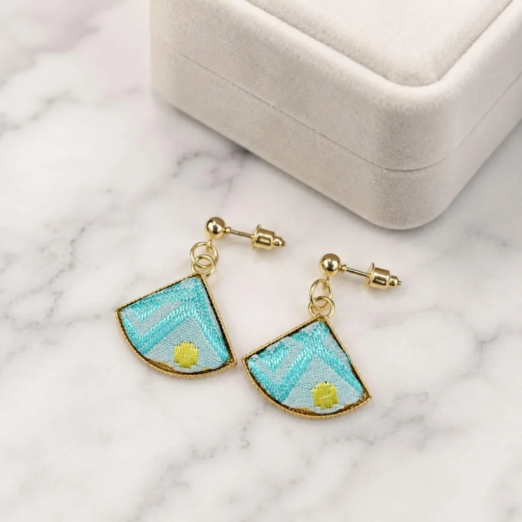 Blue Fan-Shaped Drop Earrings wholesale earrings