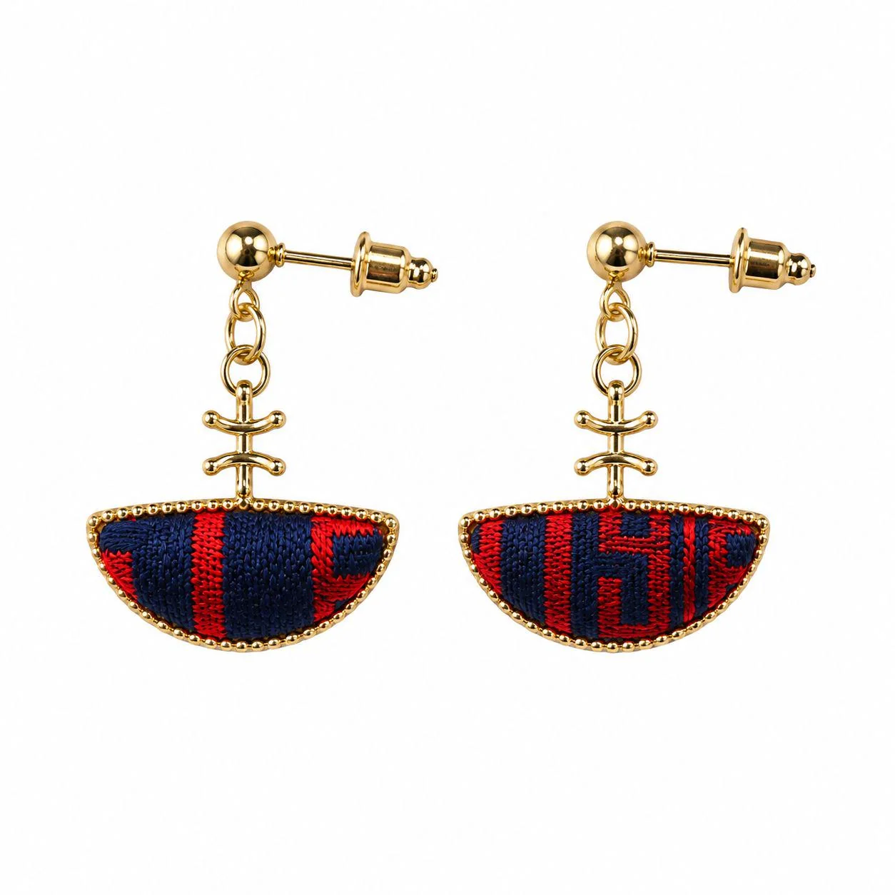 Red Semi-Oval Drop Earrings wholesale earrings
