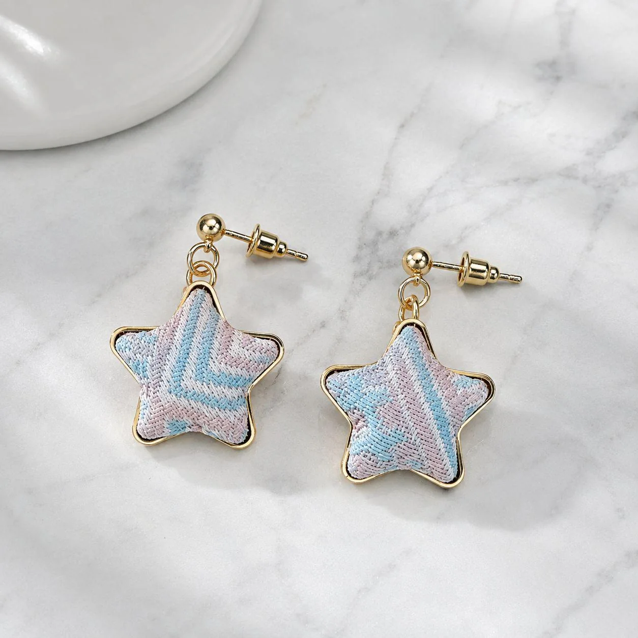Blue and Red Star Drop Earrings wholesale earrings