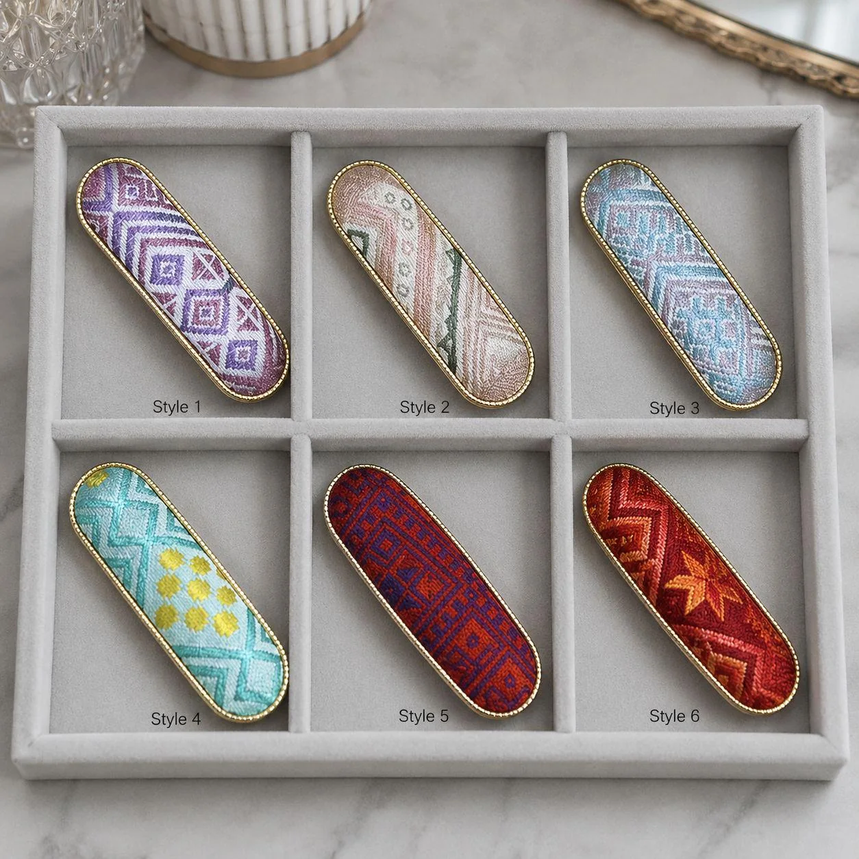Zhuang Brocade Hair Clip Collection - Six-Style Assortment wholesale hair clip