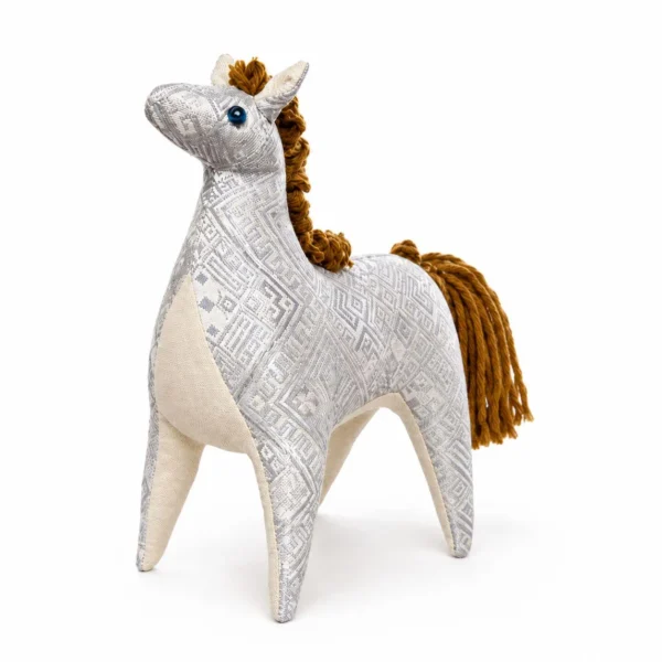 Wholesale Handcrafted Brocade Horse Ornament - White