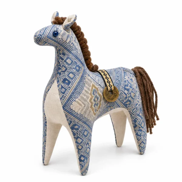 Wholesale Handcrafted Brocade Horse Ornament - Deep Blue