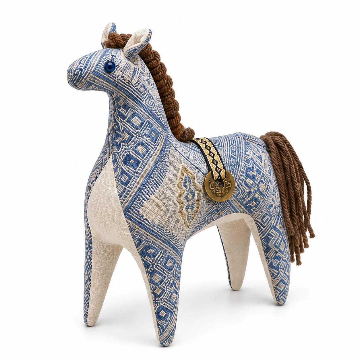Wholesale Handcrafted Brocade Horse Ornament - Deep Blue