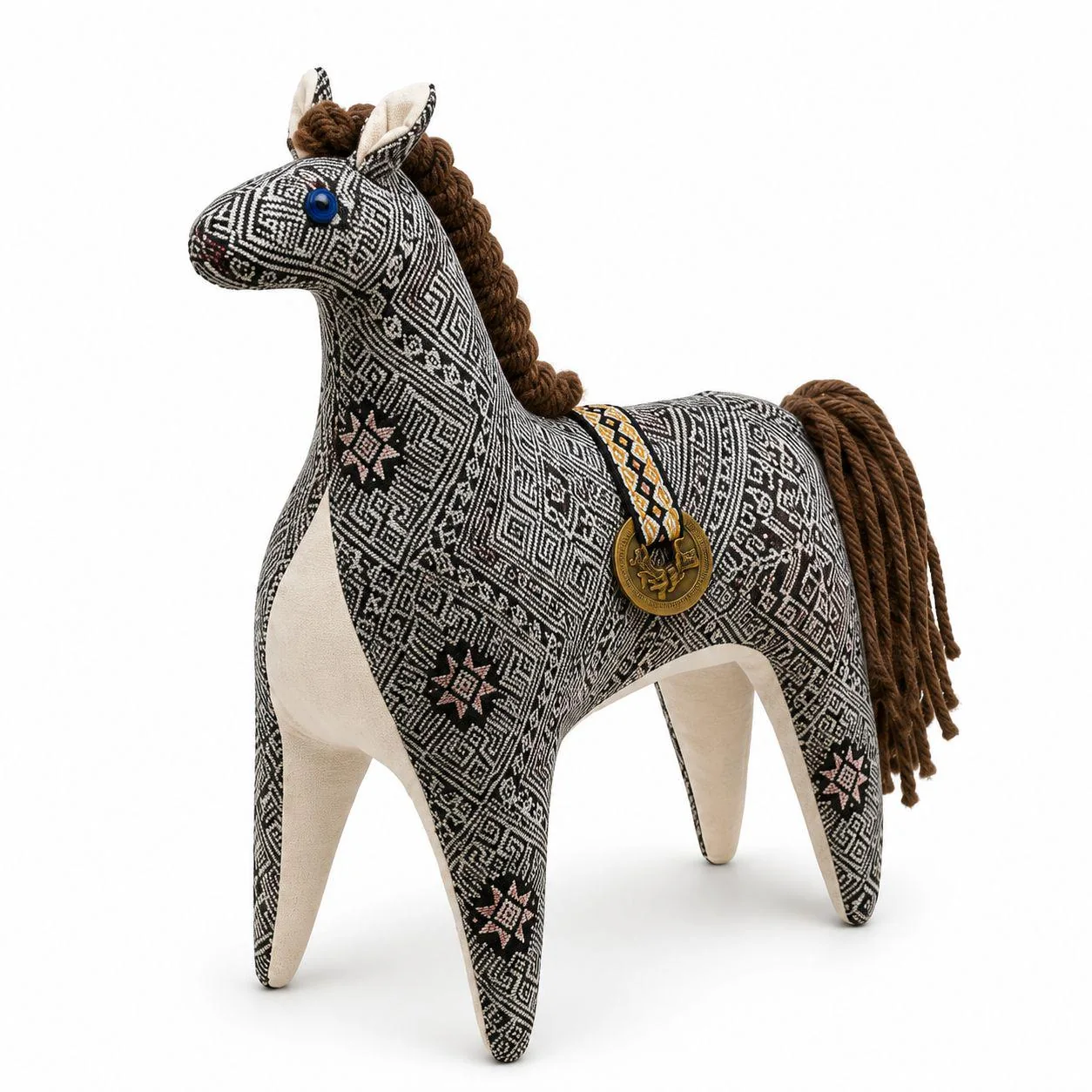 Wholesale Handcrafted Brocade Horse Ornament - Black