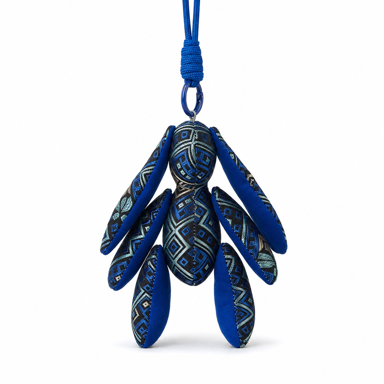 Navy and black brocade accessory with auspicious pattern