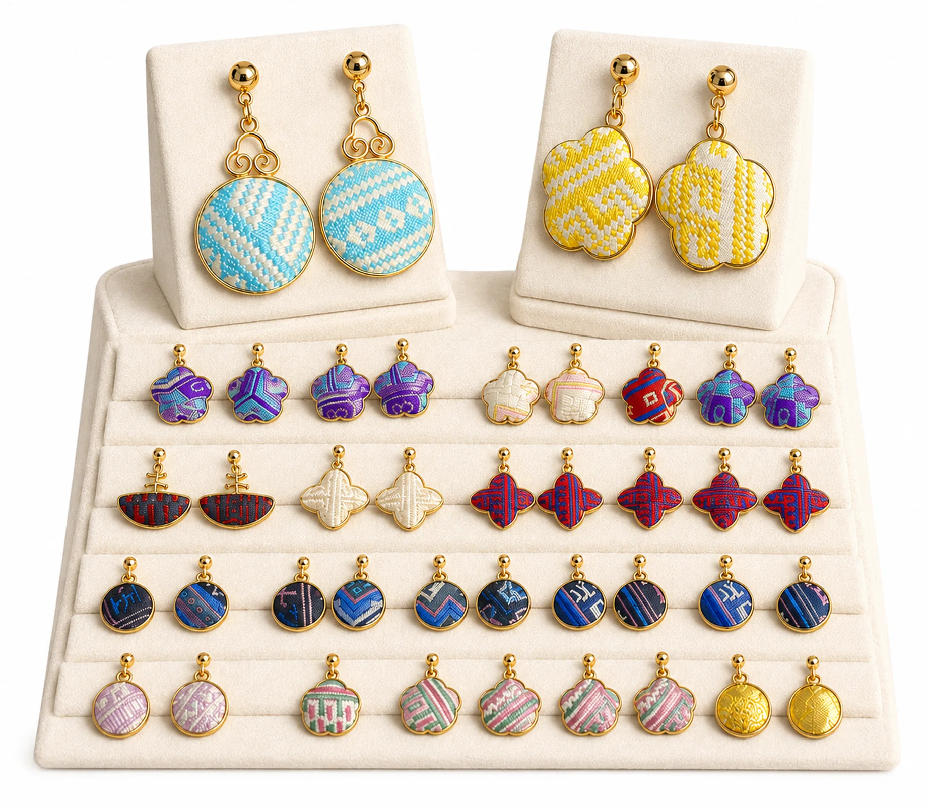 Colorful Zhuang brocade earrings for wholesale