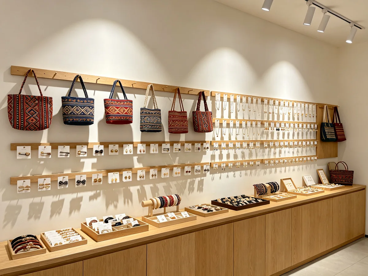 Boutique retail display of Zhuang brocade products