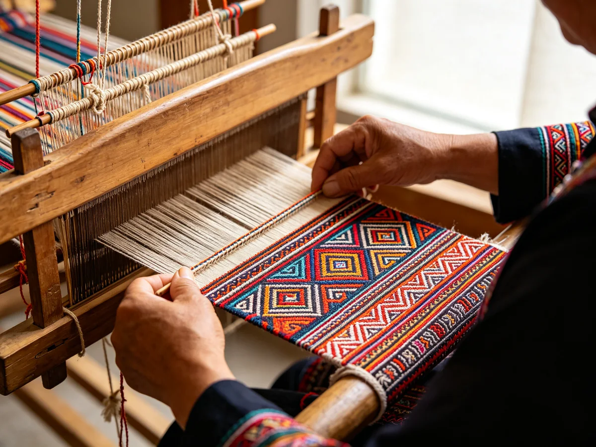 Traditional Zhuang brocade weaving process